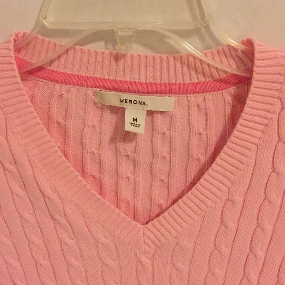 Pink Merona V-Neck Cable Sweater - Picture 2 of 4